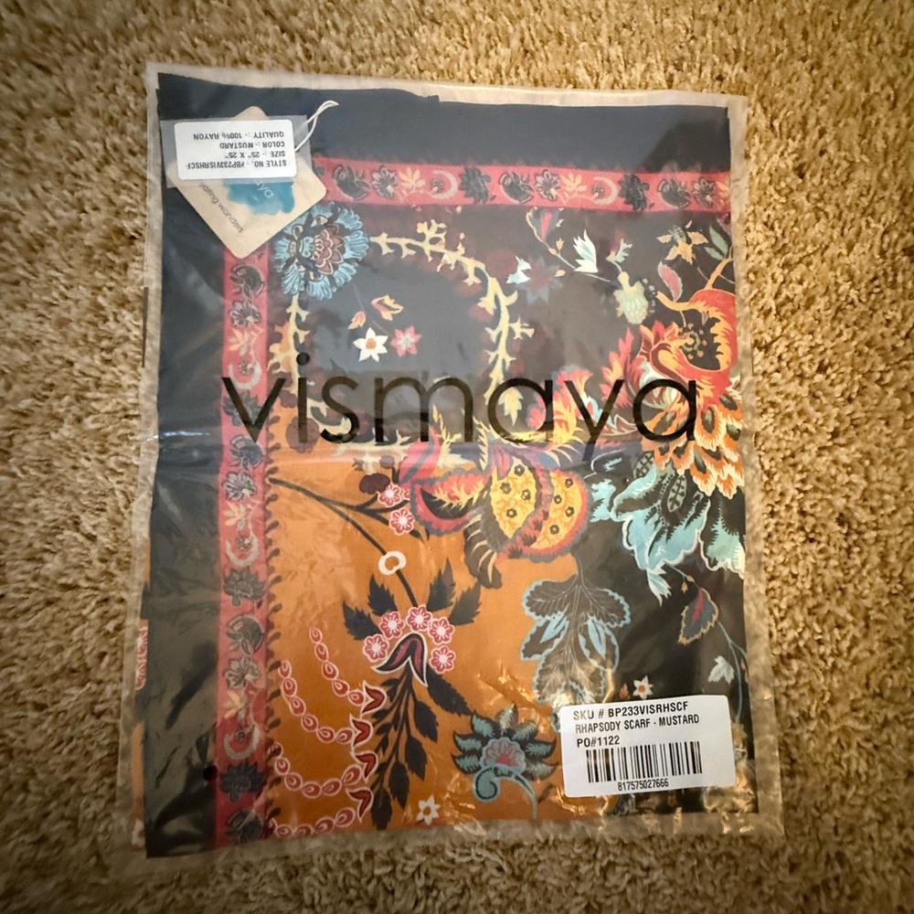 Vismaya Floral Paisley Scarf in Mustard and Black